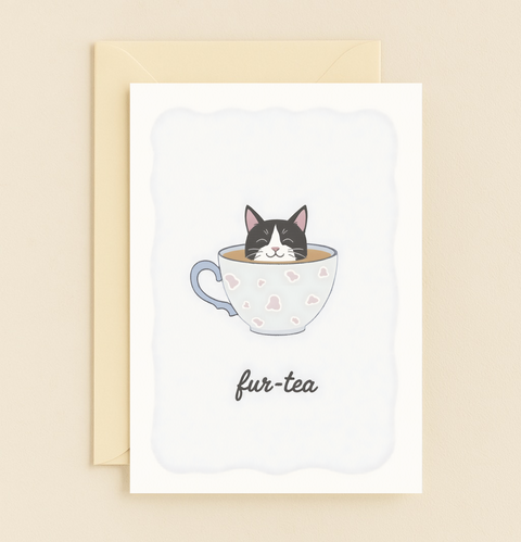 fur tea cat card