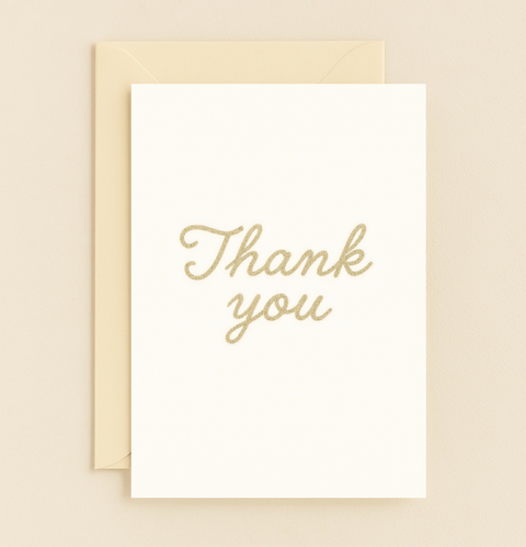 gold script thank you card