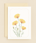 golden poppy flower illustration card