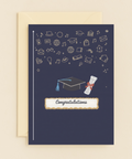 graduation cap and diploma celebration card