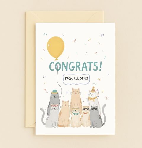 group cat celebration card