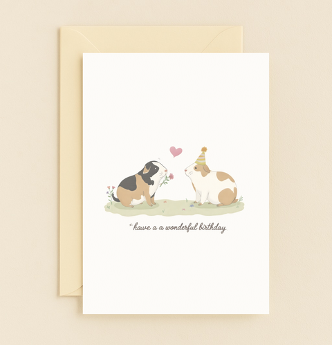guinea pig birthday card with heart