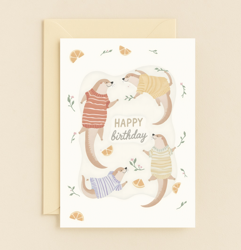 happy otters birthday card