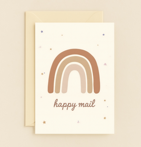 happy rainbow mail card