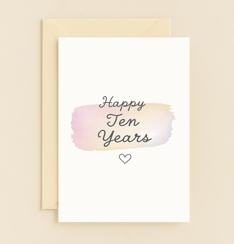 happy ten years pastel card