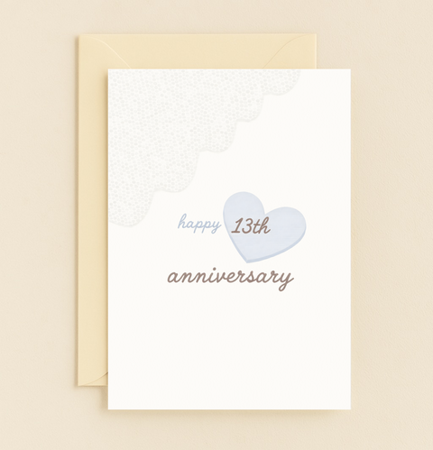 happy thirteenth anniversary heart card