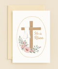 he is risen floral cross card