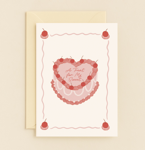 heart cake treat cherry card