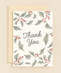 holly leaves thank you card