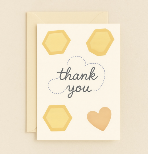 honeycomb heart thank you card