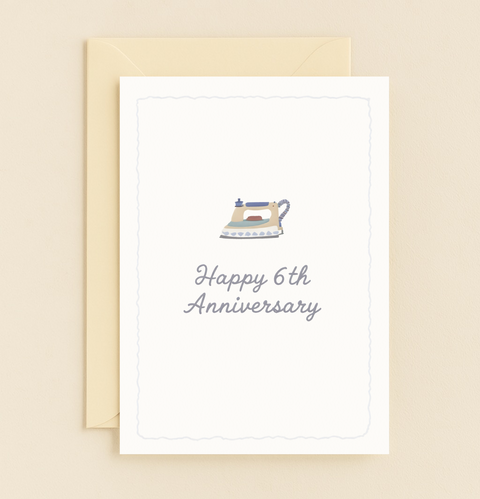 iron themed sixth anniversary card