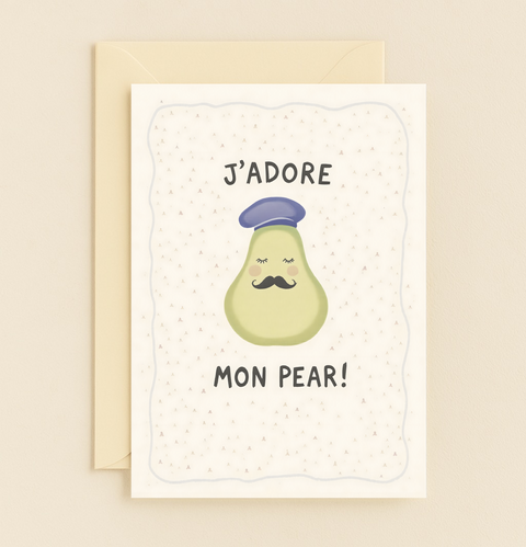 j'adore mustache pear card