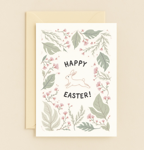 leaping bunny floral card