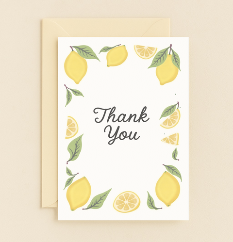 lemon theme thank you card