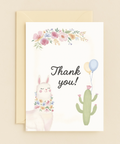 llama cactus floral thank you card