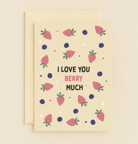 love you berry much strawberry card
