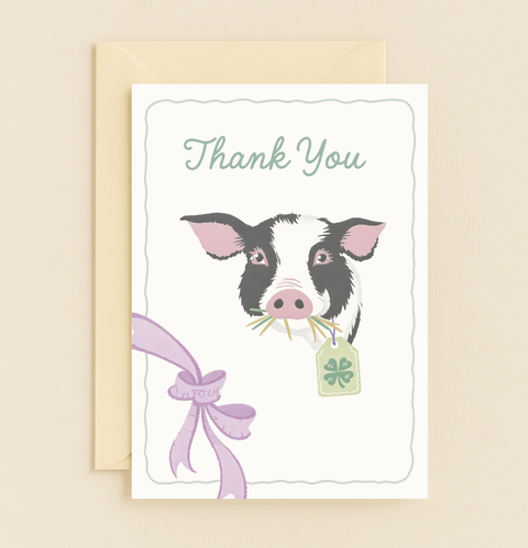 lucky cow thank you card