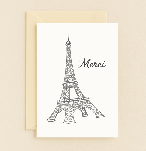merci eiffel tower card