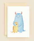 monster and cat friendship card