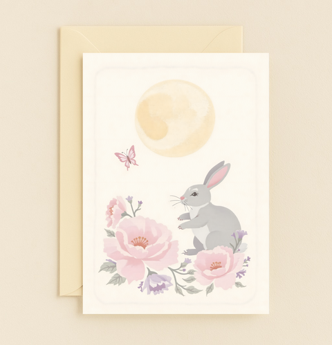moonlit bunny and blossoms card