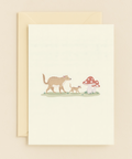mother and pup with mushrooms card