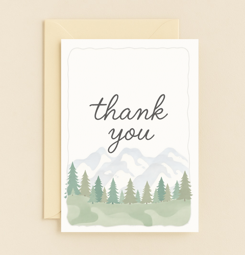 mountain forest thank you card