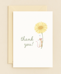 mouse holding sunflower thank you card