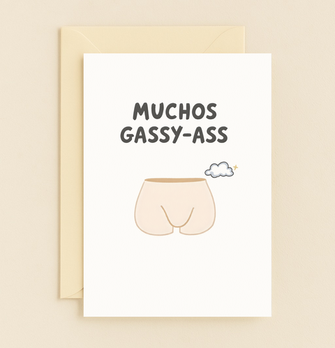 muchos gassy humor card