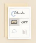 multifaceted appreciation card with clock glasses and helmet design