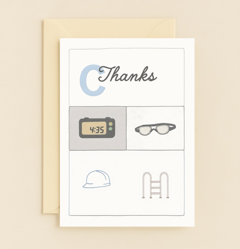 multifaceted appreciation card with clock glasses and helmet design