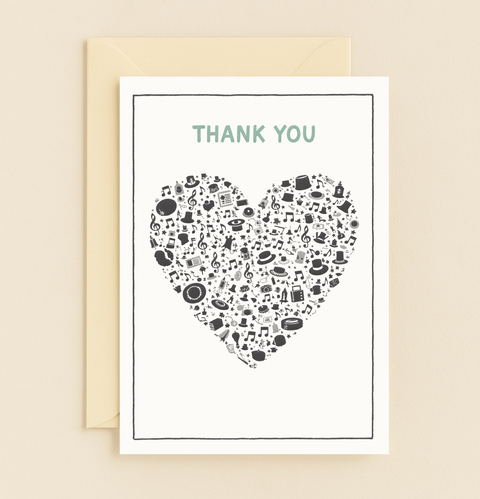 musical heart thank you card