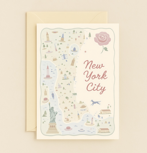 new york city whimsical map card
