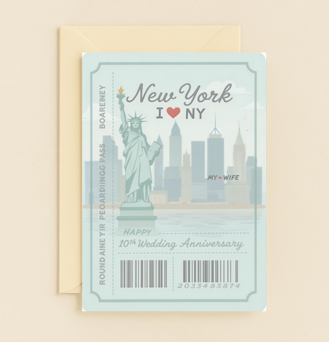 new york love my wife anniversary card