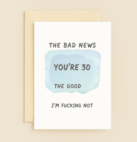 not turning thirty humor card