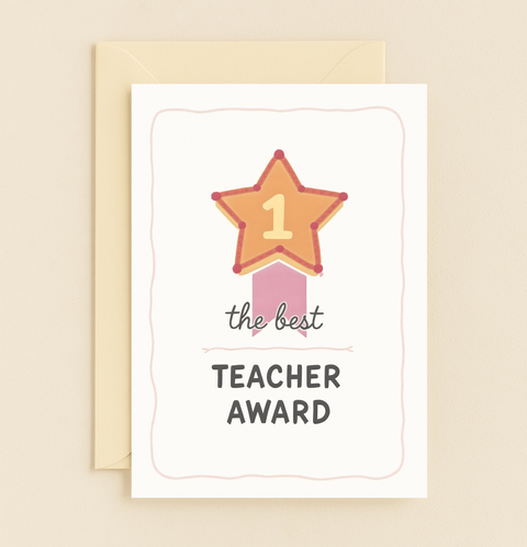 number one teacher award card