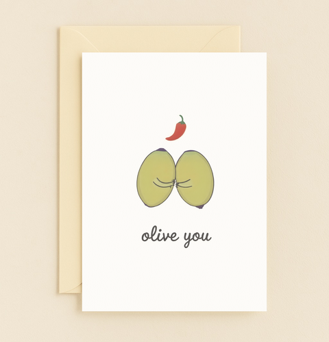 olive you cute romantic card