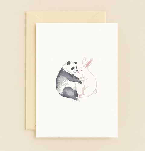 panda and rabbit friendship card