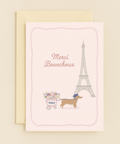 paris dog and flowers eiffel tower card