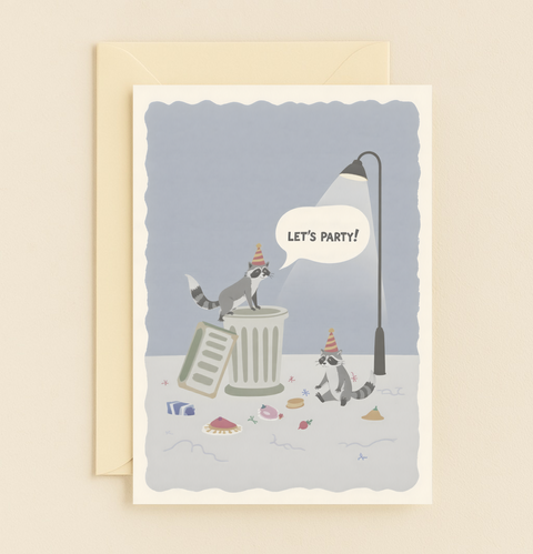 party raccoons celebration card