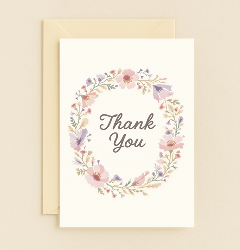 pastel flower wreath appreciation card