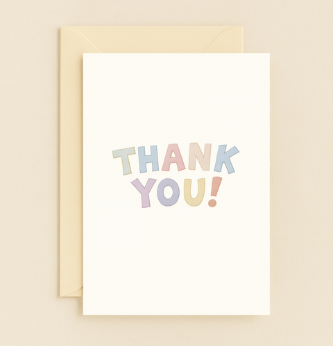 pastel thank you card