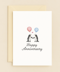 penguin balloons romantic card