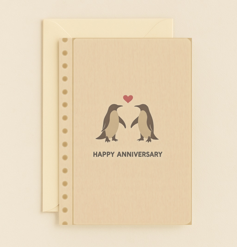 penguin love anniversary card