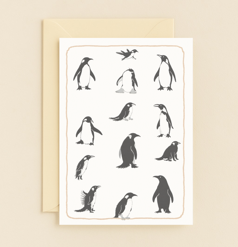 penguin silhouettes greeting card