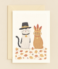 pilgrim and native cats autumn card