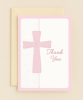 pink cross thank you card