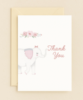 pink elephant thank you card with flowers