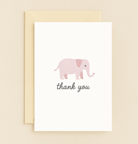 pink elephant thank you card