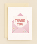 pink floral thank you card
