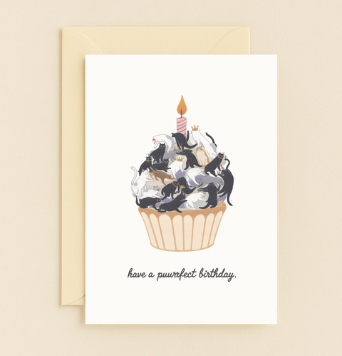 purrfect cat cupcake card